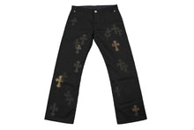 Load image into Gallery viewer, 新品同様品 CHROME HEARTS クロムハーツ クロスパッチ チノパンツ ブラック カモフラージュ シルバー925 サイズ32 中古 62224