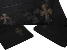 Load image into Gallery viewer, 新品同様品 CHROME HEARTS クロムハーツ クロスパッチ チノパンツ ブラック カモフラージュ シルバー925 サイズ32 中古 62224