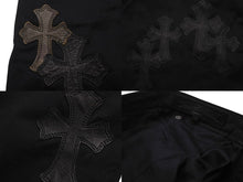 Load image into Gallery viewer, 新品同様品 CHROME HEARTS クロムハーツ クロスパッチ チノパンツ ブラック カモフラージュ シルバー925 サイズ32 中古 62224