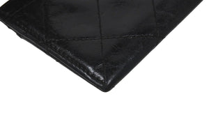 CHANEL シャネル 2.55 カードケース 11番台 キルティング カーフスキン ブラック ロゴ シルバー金具 美品 中古 62225