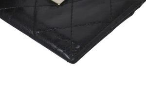 CHANEL シャネル 2.55 カードケース 11番台 キルティング カーフスキン ブラック ロゴ シルバー金具 美品 中古 62225