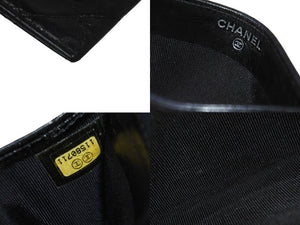 CHANEL シャネル 2.55 カードケース 11番台 キルティング カーフスキン ブラック ロゴ シルバー金具 美品 中古 62225