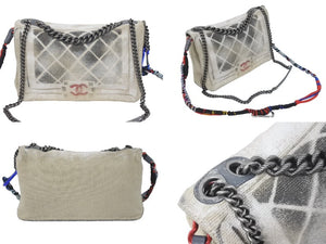 名作 CHANEL シャネル アクト2 マトラッセ チェーンショルダーバッグ キャンバス グレー 19番台 ペンキ 美品 中古 62226