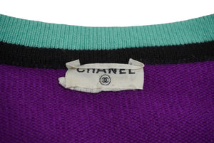 CHANEL シャネル アンサンブル ニット カーディガン カシミヤ ココマークボタン パープル 美品 中古 62227
