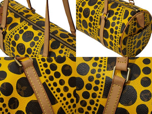 新品同様 LOUIS VUITTON ルイヴィトン×草間彌生 ハンドバッグ パピヨン モノグラム パンプキンドット イエロー M40688 中古 62232