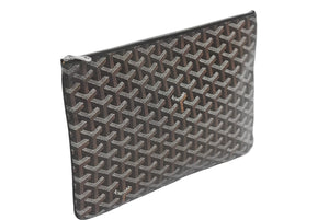 極美品 GOYARD ゴヤール セナ MM クラッチバッグ SENAT2MMLTY01CL01P PVC カーフスキン ブラック シルバー金具 中古 62234