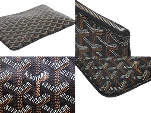 極美品 GOYARD ゴヤール セナ MM クラッチバッグ SENAT2MMLTY01CL01P PVC カーフスキン ブラック シルバー金具 中古 62234