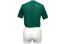 画像をギャラリービューアに読み込む, 極美品 MIUMIU ミュウミュウ ニット セーター カットソー 編み 2023年SS コットン グリーン ホワイト 36 中古 62235