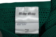 画像をギャラリービューアに読み込む, 極美品 MIUMIU ミュウミュウ ニット セーター カットソー 編み 2023年SS コットン グリーン ホワイト 36 中古 62235