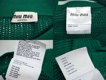 画像をギャラリービューアに読み込む, 極美品 MIUMIU ミュウミュウ スカート サイズ36 ミニ メッシュ ニット コットン グリーン MMG441 中古 62236