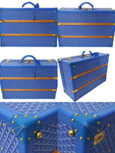 画像をギャラリービューアに読み込む, 極美品 GOYARD ゴヤール パラス トランクケース ヘリンボーン柄 オーダー品 レザー ブルー 中古 62237