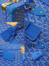 画像をギャラリービューアに読み込む, 極美品 GOYARD ゴヤール パラス トランクケース ヘリンボーン柄 オーダー品 レザー ブルー 中古 62237