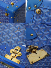 画像をギャラリービューアに読み込む, 極美品 GOYARD ゴヤール パラス トランクケース ヘリンボーン柄 オーダー品 レザー ブルー 中古 62237