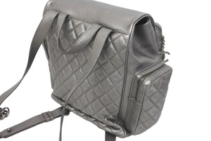 極美品 CHANEL シャネル リュック キャビアスキン リュック バックパック マトラッセ レザー シルバー金具 中古 62238