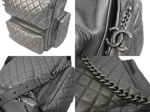 極美品 CHANEL シャネル リュック キャビアスキン リュック バックパック マトラッセ レザー シルバー金具 中古 62238