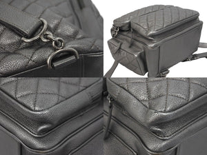 極美品 CHANEL シャネル リュック キャビアスキン リュック バックパック マトラッセ レザー シルバー金具 中古 62238