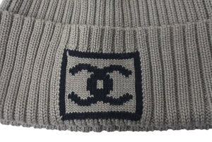 極美品 CHANEL シャネル スポーツライン ニットキャップ ココマーク ウール ベージュ 中古 62244