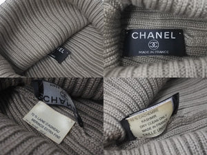 極美品 CHANEL シャネル スポーツライン ニットキャップ ココマーク ウール ベージュ 中古 62244