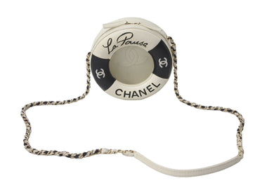 CHANEL シャネル クルーズライン ショルダーバッグ 浮き輪モチーフ AS0209 26番台 2018年 オフホワイト ブラック 美品 中古 62247