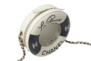CHANEL シャネル クルーズライン ショルダーバッグ 浮き輪モチーフ AS0209 26番台 2018年 オフホワイト ブラック 美品 中古 62247