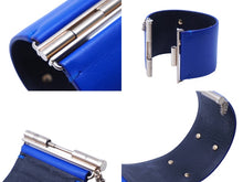 Load image into Gallery viewer, 極美品 CHANEL シャネル バングル ブレスレット ココマーク レディース Sサイズ レザー ブルー ゴールド金具 中古 62252