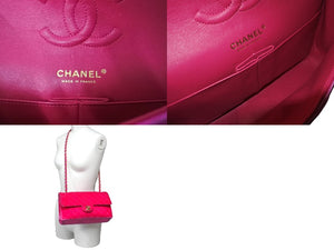 CHANEL シャネル ベロアマトラッセ25 Wフラップ Wチェーンショルダーバッグ ピンク 21番台 ゴールド金具 美品 中古 62254