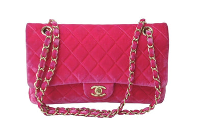 CHANEL シャネル ベロアマトラッセ25 Wフラップ Wチェーンショルダーバッグ ピンク 21番台 ゴールド金具 美品 中古 62254