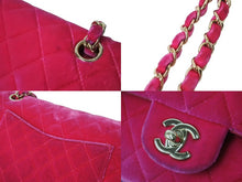 Load image into Gallery viewer, CHANEL シャネル ベロアマトラッセ25 Wフラップ Wチェーンショルダーバッグ ピンク 21番台 ゴールド金具 美品 中古 62254