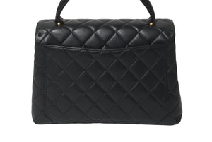 極美品 CHANEL シャネル ケリー型 ハンドバッグ トップハンドル 4番台 ラムスキン ブラック ゴールド金具 中古 62259