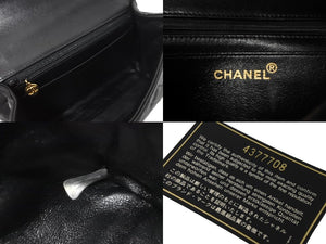 極美品 CHANEL シャネル ケリー型 ハンドバッグ トップハンドル 4番台 ラムスキン ブラック ゴールド金具 中古 62259
