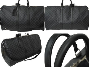 新品同様 LOUIS VUITTON ルイヴィトン ボストンバッグ キーポルバンドリエール55 ダミエ グラフィット N41413 ブラック シルバー金具 中古 62260
