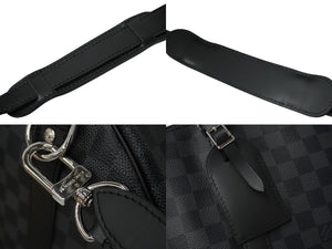 新品同様 LOUIS VUITTON ルイヴィトン ボストンバッグ キーポルバンドリエール55 ダミエ グラフィット N41413 ブラック シルバー金具 中古 62260