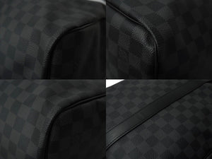 新品同様 LOUIS VUITTON ルイヴィトン ボストンバッグ キーポルバンドリエール55 ダミエ グラフィット N41413 ブラック シルバー金具 中古 62260