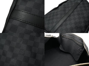 新品同様 LOUIS VUITTON ルイヴィトン ボストンバッグ キーポルバンドリエール55 ダミエ グラフィット N41413 ブラック シルバー金具 中古 62260