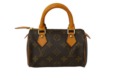 LOUIS VUITTON ルイヴィトン ハンドバッグ ミニスピーディ モノグラム ブラウン M41534 PVC レザー ゴールド金具 美品 中古 62269