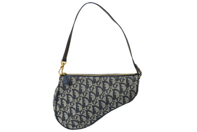 極美品 ChristianDior クリスチャンディオール サドルポーチ ワンショルダーバッグ トロッター MC 0072 ネイビー 中古 62270