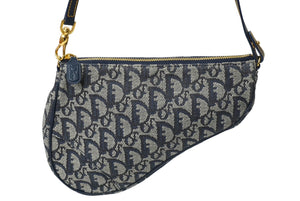 極美品 ChristianDior クリスチャンディオール サドルポーチ ワンショルダーバッグ トロッター MC 0072 ネイビー 中古 62270