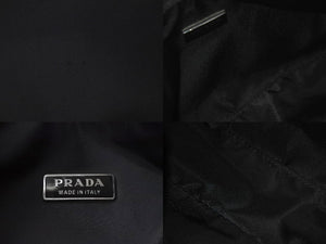 PRADA プラダ ハンドバッグ ホーボー MV515 トライアングルロゴ ブラック ナイロン シルバー金具 美品 中古 62273
