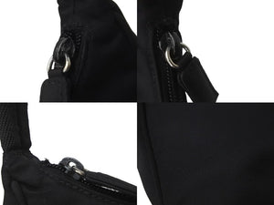 PRADA プラダ ハンドバッグ ホーボー MV515 トライアングルロゴ ブラック ナイロン シルバー金具 美品 中古 62273