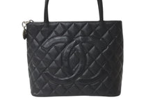 Load image into Gallery viewer, CHANEL シャネル 復刻トートバック A01804 8番台 キャビアスキン ブラック シルバープレート 美品 中古 62274
