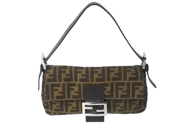 FENDI フェンディ マンマバケット ハンドバッグ アクセサリーポーチ ズッカ柄 ブラウン シルバー金具 美品 中古 62276 