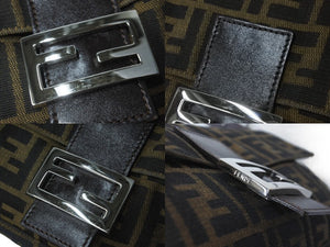FENDI フェンディ マンマバケット ハンドバッグ アクセサリーポーチ ズッカ柄 ブラウン シルバー金具 美品 中古 62276 