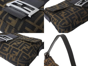 FENDI フェンディ マンマバケット ハンドバッグ アクセサリーポーチ ズッカ柄 ブラウン シルバー金具 美品 中古 62276 
