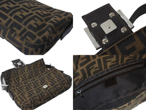 FENDI フェンディ マンマバケット ハンドバッグ アクセサリーポーチ ズッカ柄 ブラウン シルバー金具 美品 中古 62276 