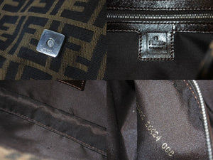 FENDI フェンディ マンマバケット ハンドバッグ アクセサリーポーチ ズッカ柄 ブラウン シルバー金具 美品 中古 62276 
