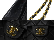 Load image into Gallery viewer, CHANEL シャネル Wフラップ マトラッセ チェーン ショルダーバッグ 23cm 1番台 ラムスキン ブラック ゴールド金具 美品 中古 62277