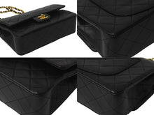 Load image into Gallery viewer, CHANEL シャネル Wフラップ マトラッセ チェーン ショルダーバッグ 23cm 1番台 ラムスキン ブラック ゴールド金具 美品 中古 62277