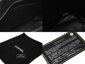 極美品 CHANEL シャネル 復刻トートバック A01804 15番台 キャビアスキン ブラック シルバープレート 中古 62280