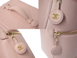 CHANEL シャネル ココマーク バニティバッグ 縦型 ハンドバッグ 8番台 キャビアスキン ピンク ゴールド金具 美品 中古 62283
