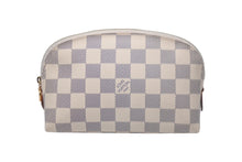 画像をギャラリービューアに読み込む, LOUIS VUITTON ルイヴィトン ポシェット コスメティック 化粧ポーチ N60024 ダミエアズール ホワイト ゴールド金具 美品 中古 62287
